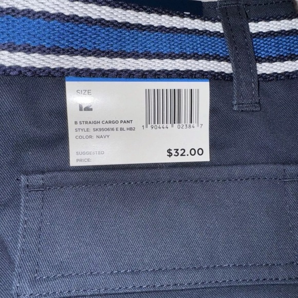 NWT $32 French Toast Boy's Blue Cargo Pocket Pants With Belt 12 Adjustable Waist - Picture 5 of 5